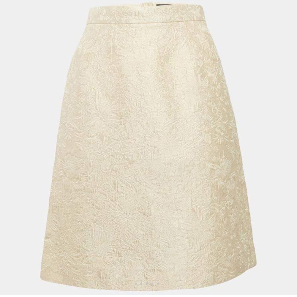 Dolce & Gabbana Cream Floral Jacquard Skirt Size 38 IT